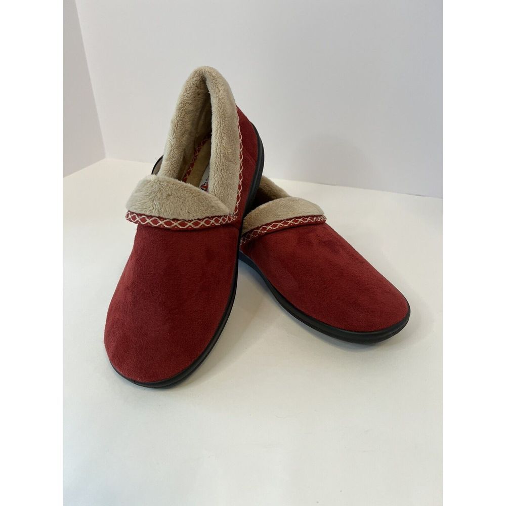 Padders Burgundy slip on‎ Memory foam insole slippers w/ Permalose Size 6